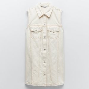 NWT Zara Denim Dress with Topstitching - Vanilla.  Size XS!